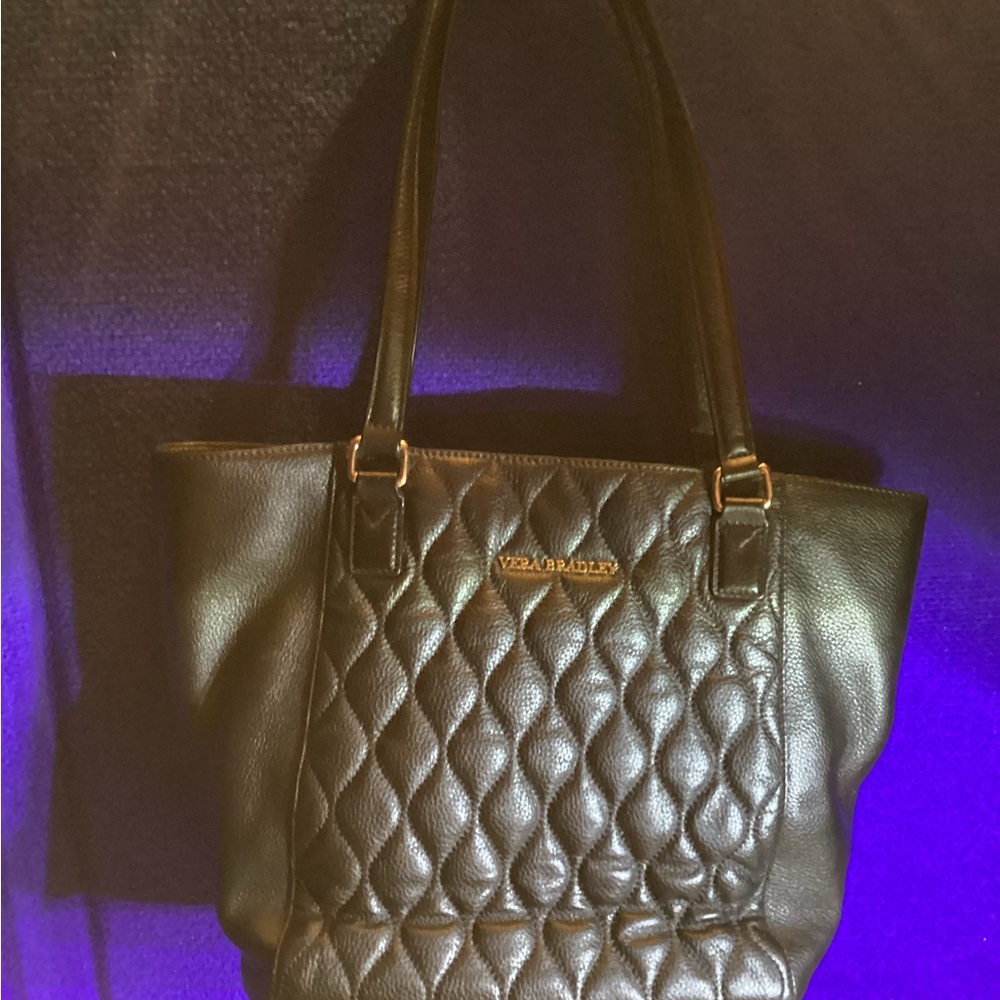 Vera Bradley Black Quilted Leather Tote